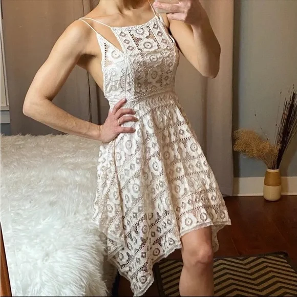 Free People | Dresses | Nwt Free People Dress Just Like Honey Lace  Hankerchief Prom Wedding Party | Poshmark
